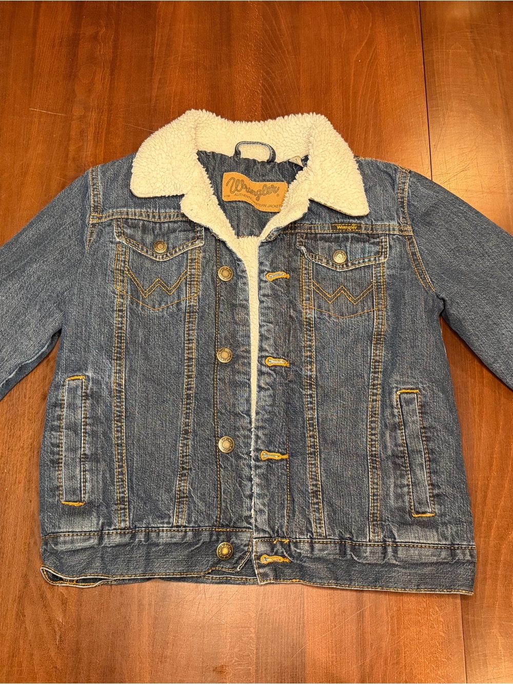 Wrangler Kids Blue Denim Jacket with Cream Sherpa Collar
